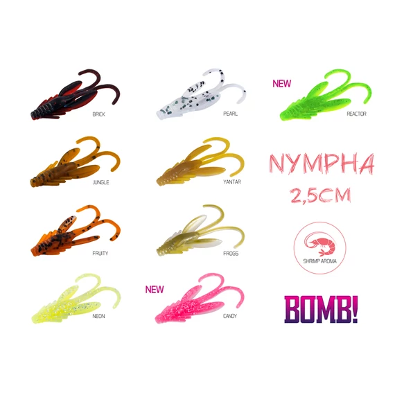 BOMB! Gumihal Nympha / 10db 2,5cm/NEON